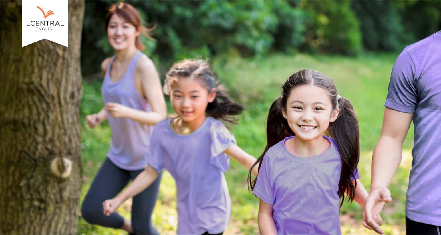 Family making time for a run in the park